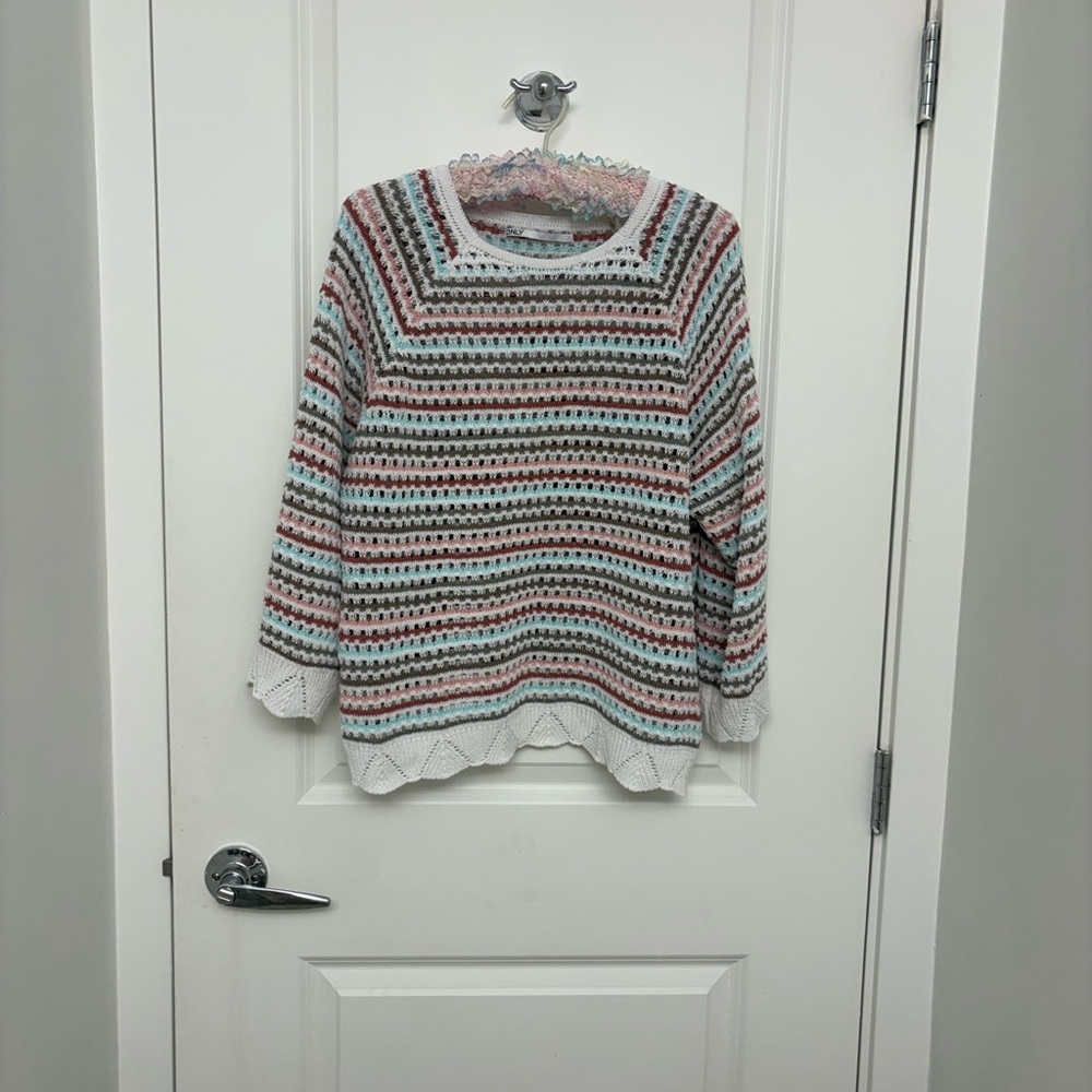 Only Women's Striped Sweater 3/4 Sleeve size L